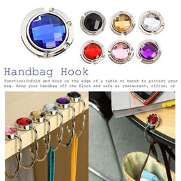 Handbag Holder Shell Bag Folding Table Hook Creative Portable Metal Foldable Bag Purse Hanger Colorful278R