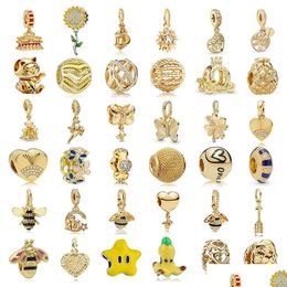 Charms 925 Sterling Sier Gold Lucky Cat Bee Pineapple Diy Beads Suitable For European Pandora Charm Bracelet Ladies Jewellery Fashion Dhvjl