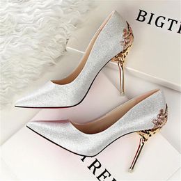 Modest Luxurious Brand Wedding Shoes Glitter Sequins Formal Party Sparkling Single Diamond Bridal High Heel Spring Newest Bridal S222G