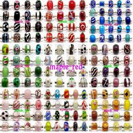 100pcs mixed 925 Sivler core Murano Glass Beads for Jewellery Making Loose Lampwork Charms DIY Beads for Bracelet Whole in Bulk 328v