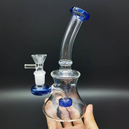 Colored Mouth Piece Hookah Bubbler Mini Glass Bongs with Diffused Perc Hand Water Pipe Oil Rigs with 14 mm Joint Banger Smoking Accessory