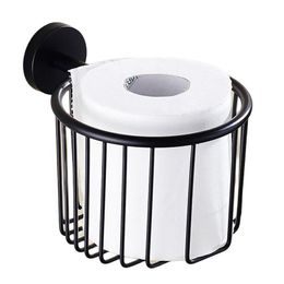 black Stainless steel Bathroom Shower Room Toilet Paper Basket Holder Round Tissue Rack Shelf Wall Mounted accessories337k
