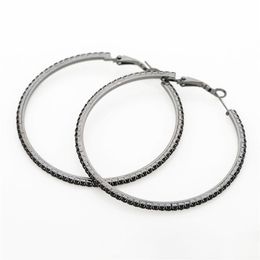 New big hoop earrings accessories cool fashion black rhinestone big circle earrings women party gift queen E0303520