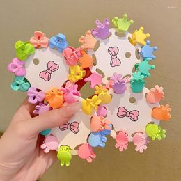 Hair Accessories 10PCS Set Solid Colour Plastic Bow Crown Carrot Small Clips For Girl Children Cute Kawaii Tiny Grab Summer