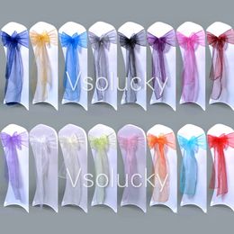 Sashes 25pcs/lot Sheer Organza Chair Sashes Bow Cover Wedding party Xmas Birthday Shower Decoration 230721