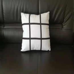 9 panel pillow case Blank Sublimation black grid woven Polyester heat transfer cushion cover throw sofa262S