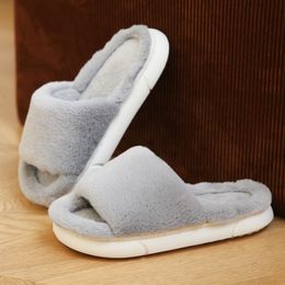 Slippers Leisure Time Female winter Keep Warm grey Suede NonSlip Cute Soft Bottom Cotton Mop Keep Warm Plush Shoes Slippers size 36-41