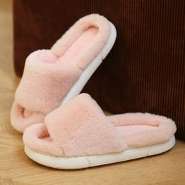 Slippers Female winter Keep Warm grey green pink Suede NonSlip Cute Soft Bottom Cotton Mop Keep Warm Plush Shoes Slippers size 36-41