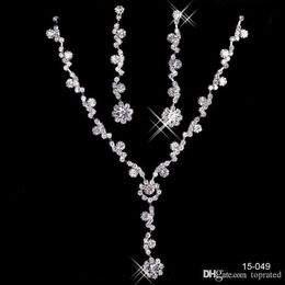 15049 Cheap Bridal Jewellery Necklace Alloy Plated Rhinestones Pearls Crystal Jewellery Set for Wedding Bride Bridesmaid 304L