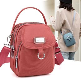 Evening Bags Small Square Bag Nylon Lightweight Multi Pocket Mobile Phone Women's With Earphone Holes Anti Splashing Diagonal 2023