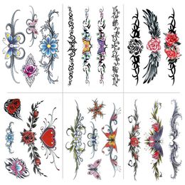 Sexy Temporary Tattoos For Women Girl Sexy Tattoo Kit Realistic Flower Butterflies Abdomen Chest Waist Back Apply False Tattoo