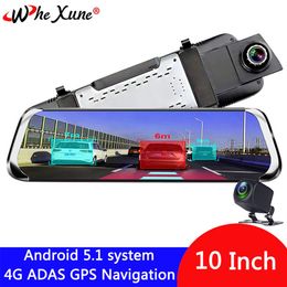 WHEXUNE 4G 10 IPS Android 5 1 Auto DVR Kamera ADAS spiegel Dash cam Video Recorder Full HD Rückspiegel WiFi GPS registrar255m