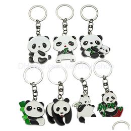 Keychains Lanyards Personalised Panda Cartoon Keychain Pendant Souvenir Gift Key Chain Keyring Drop Delivery Fashion Accessories Dhou9