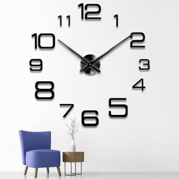 Wall Clocks 3D Acrylic Mirroring Bell Art Clock DIY Frameless Roman Numbers Figures With Sticker For Home Decoration