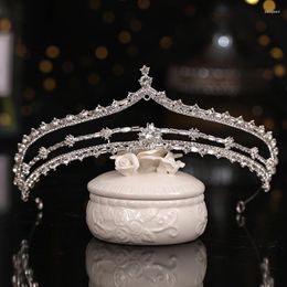 Hair Clips Silver Color Crystal Crown Tiara For Women Bride Party Rhinestone Prom Diadem Bridal Wedding Accessories Jewelry Gift