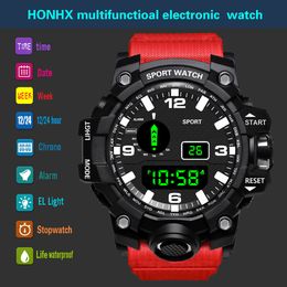 Sports LED Watch Men Children Young Out door Clock Vibration Digital Military Watches Men's Fashion Male Wristwatch Masculino