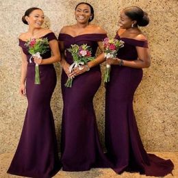 Afrika 2020 Omz Kapalı Yeni Saten Denizkızı Nedime Elbiseleri Honer Elbise Geri Geri Fermuarı Düğün Konuk Gowns286b