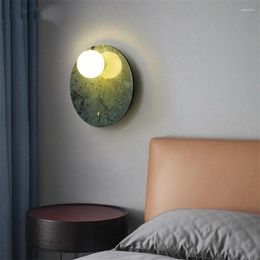 Wall Lamps Nordic Green Marble Round Glass Study Bathroom Modern Villa Living Room Art Deco Bedroom Bedside Sconces Lights