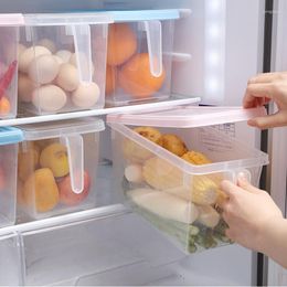 Storage Bottles Refrigerator Box Special Transparent Tape Cover Handle Kitchen Finishing Grid Fruit Vegetable Preservation