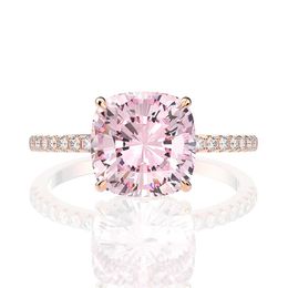 18k Rose Gold Pink Sapphire Diamond Ring 925 Sterling Silver Party Wedding Band Rings For Women Fine Jewelry318l