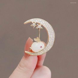 Brooches Female Fashion Crystal Star Moon For Women Luxury Yellow Gold Silver Color Alloy Animal Brooch Safety Pins