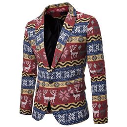 Fashion Men Adults Christmas Costumes Xmas Suit Funny Party Suits Santa Print Blazer353T