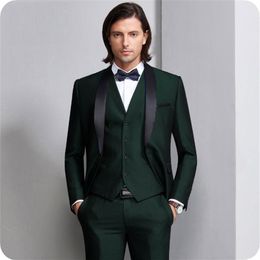 Hunter Green Men Suits Wedding Suits For Man Shawl Lapel Bridegroom Custom Made Slim Fit Formal Prom Tuxedo Groom Man Jacket 292d