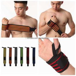 Professional Weight Lifting Bandage Protective Sport Wristband Gym Wrist Brace Thumb Support Strap Wraps Bandage Fitness Training Safety Bandage 50*8cm