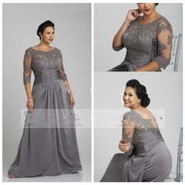 Half Sleeves A-Line Top Mother Of The Bride Dresses Chiffon Long Plus Size Long Maxi Ladies Evening Party Gowns 2019 Women Pr2797