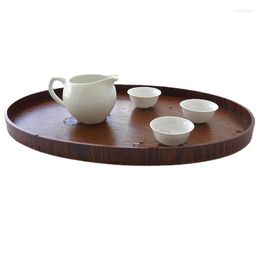 Storage Bottles Simple Oval Wooden Plate Dark Tea Tray Tableware