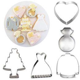 Baking Moulds 1pcs Patisserie Reposteria Wedding Dress Suit Ring Heart Cookie Cutters Fondant Cake Decor Tools Cupcake Toppers Biscuit Mould