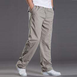 Men's Pants Mens Casual Cargo Cotton Men Pocket Loose Straight Elastic Work Trousers Brand Fit Joggers Male Super Large Size 6XL 230721