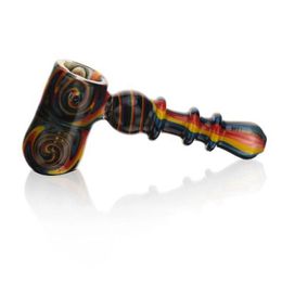 Latest Colorful Hammer Style Wig Wag Heady Thick Glass Pipes Portable Dry Herb Tobacco Filter Spoon Bowl Smoking Bong Holder Handpipes Easy Clean Hand Tube