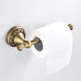 Antique Roll Paper Holder European Brass Toilet Paper Holder Thicken Retro Waterproof Bathroom Wall Mounted Tissue Holder265Q