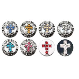 Whole Crystal Cross 042 Rhinestones Metal Snap Buttons Fit 12mm Snap button bracelets Earrings necklace For women283r