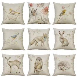 18 Vintage Small Animal Linen Pillow Case Sofa Living Room Waist Decor Cute cat Cotton Home Cushion For Bedroom Office2329