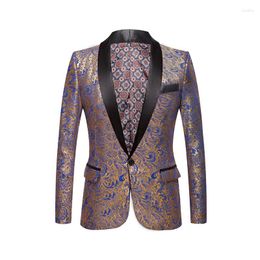Men's Suits Suit Coat Spring And Autumn Gold-Plated Printed Design Slim Party Ball Dress Tuxedo