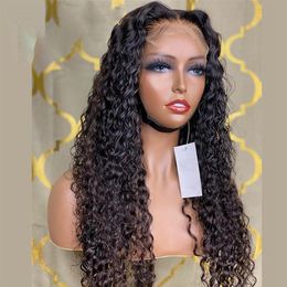 26Inch 180%Density Natural Colour Long Kinky Curly Lace Front wigs Remy Soft With Baby Hair For Black Women Glueless Heat Resistant316F