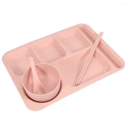 Dinnerware Sets Plastic Trays Exquisite Dinner Drop-Proof Rice Dishes Creative Bowl Tableware Cutlery Set Student