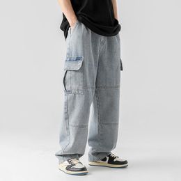 Men's Pants 2023 Baggy Jeans Big Pocket Trousers Male Denim Cargo Wide Leg Pant Loose Casual Streetwear Hip Hop Men