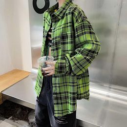 Men's Casual Shirts Men Plaid Oversized Cotton Button Up Shirt Hip Hop Long Sleeve Tops Harajuku Clothing Korean Ulzzang Couples