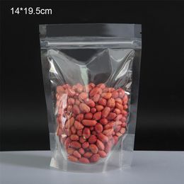 14x19 5cm 100pcs lot Clear Stand Up Top Zipper Plastic Bag Dried Food Drysaltery Scented Tea Smell Proof Vacuum Food Packing Pouch339z