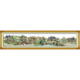 Craft Tools European Town Stamped Cross Stitch Kits Counted Patterns 11CT 14CT Printed Canvas Embroidery Needlework Handmade Decoration Sets 230721