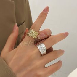 Luxury Multilayers French Style Open Finger Rings for Women Minimalist Jewellery Simple Metal Ring Party Jewellery Gift