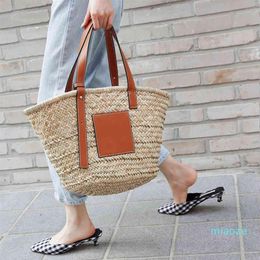 casual rattan large capacity totes designer wicker woven women handbags summer beach bali straw bag lady travel big basket purse C273y