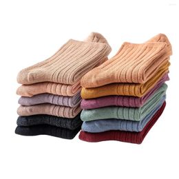 Women Socks Caramella Autumn And Winter Double Needle Draw Short For With Solid Color Women's Medium