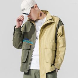 Men's Jackets Men Casual Jacket Trend Color-blocking Stand Collar Zipper Classic Loose Fashion Street Outdoor Daily All-match