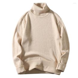 Men's Sweaters Turtleneck Collar Mens Sweater Solid Colour Pullovers Autumn And Winter Men Clothing Simple Tops Casual White 7 Colours