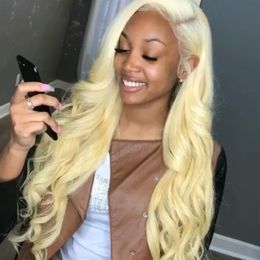 Ishow Straight 613 Blonde Colour Human Hair Wigs Brazilian Body Wave 13 1 Transparent Lace Part Wig Peruvian Indian for Women All A314z