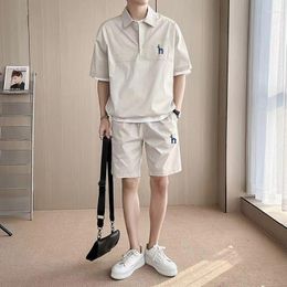 Men's Tracksuits Brand Embroidery Logo Set Hooded T-shirt And Shorts 2-piece Summer Fashion Casual Short-sleeved Top